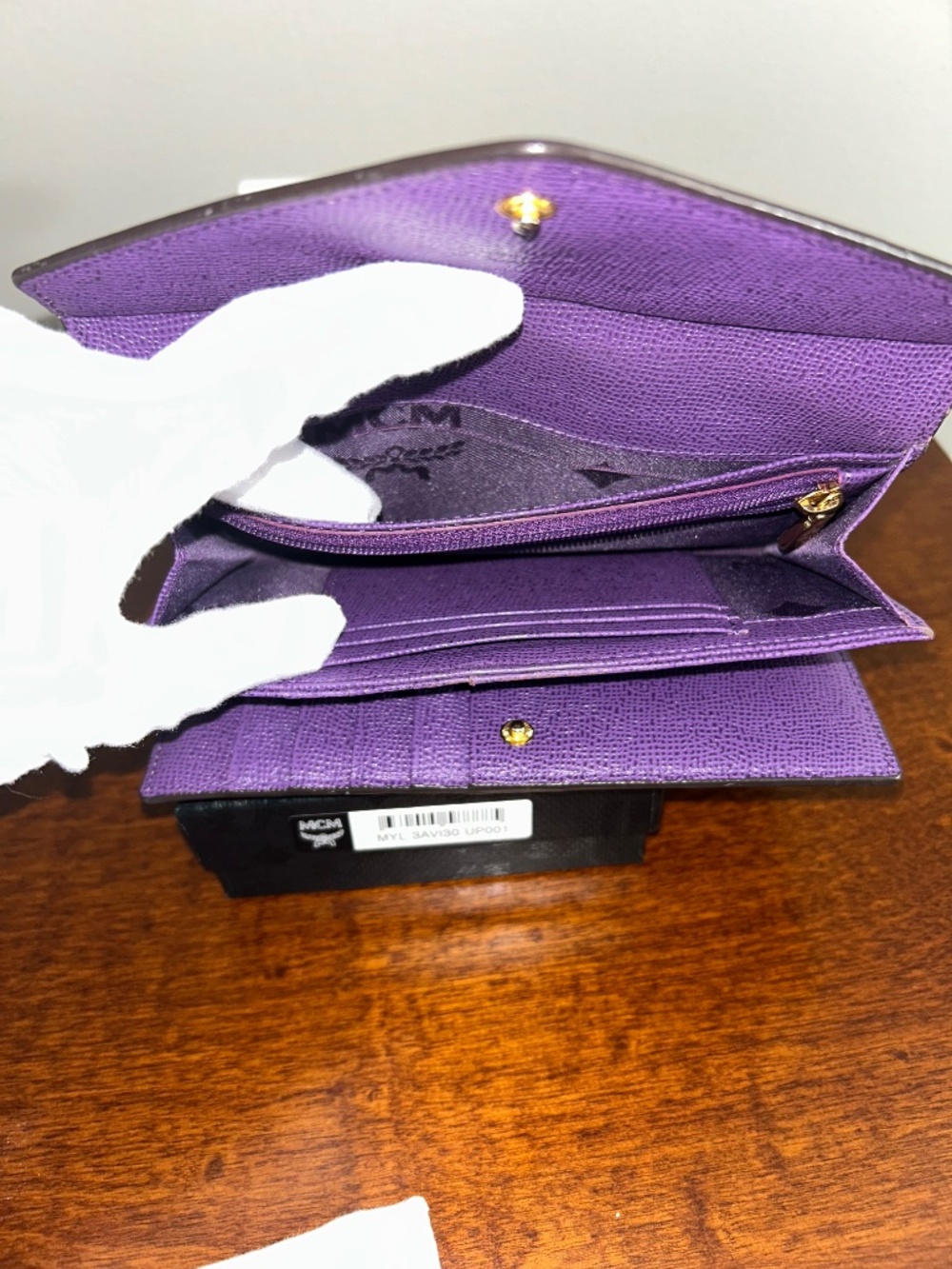 MCM Cognac Visetos Purple Flap Long Wallet with COA and chain; Full Inclusion - Picture 7 of 10